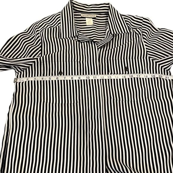 Notations Women's Tailored Striped Button Up Top Size 10 - Picture 7 of 8